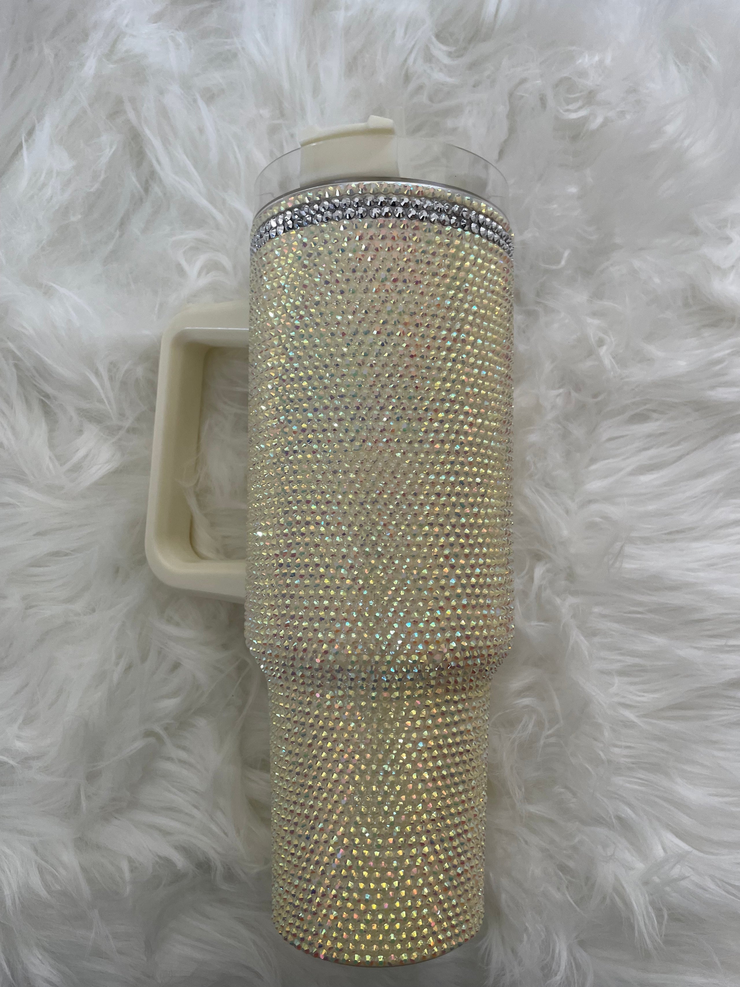 I blinged a 40 oz Stanley tumbler with crystal AB rhinestones in sizes, Bling Tumbler